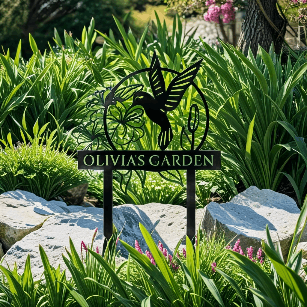 Personalized hummingbird garden stake