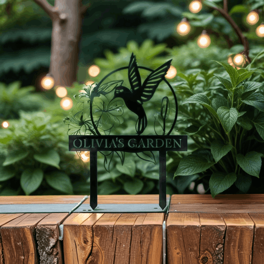 Personalized hummingbird garden stake